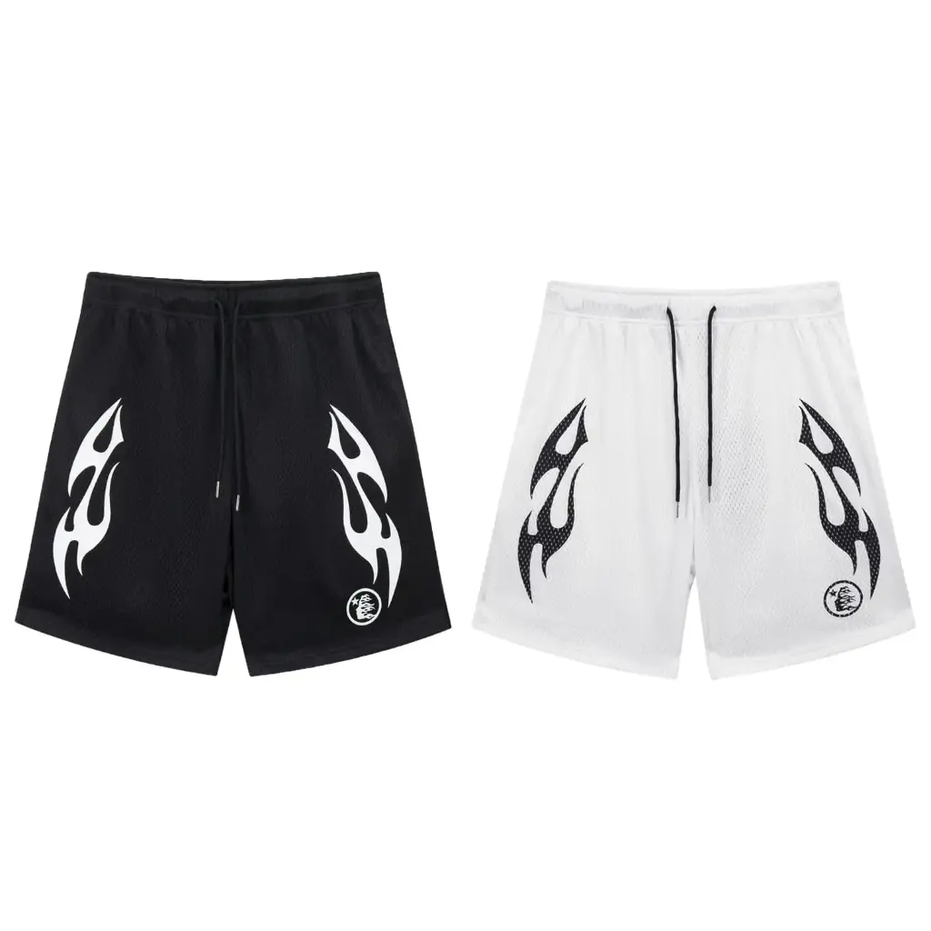 “Flame Motion” – Hellstar Mesh Shorts (S, Blanco)